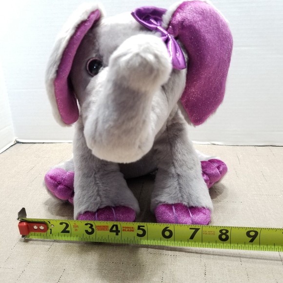 Elephant Plush Aurora Destination Nation Gray Purple Ears Stuffed Animal Toy - Picture 3 of 12